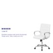 Flash Furniture Whitney White Leathersoft/Chrome Frame Contemporary Adjustable Height Swivel Faux Leather Executive Chair