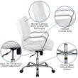 Flash Furniture Whitney White Leathersoft/Chrome Frame Contemporary Adjustable Height Swivel Faux Leather Executive Chair