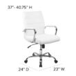 Flash Furniture Whitney White Leathersoft/Chrome Frame Contemporary Adjustable Height Swivel Faux Leather Executive Chair