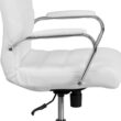 Flash Furniture Whitney White Leathersoft/Chrome Frame Contemporary Adjustable Height Swivel Faux Leather Executive Chair