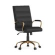 Flash Furniture Whitney Black Leathersoft/Gold Frame Contemporary Adjustable Height Swivel Faux Leather Executive Chair