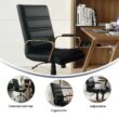 Flash Furniture Whitney Black Leathersoft/Gold Frame Contemporary Adjustable Height Swivel Faux Leather Executive Chair