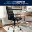 Flash Furniture Whitney Black Leathersoft/Gold Frame Contemporary Adjustable Height Swivel Faux Leather Executive Chair