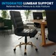 Flash Furniture Whitney Black Leathersoft/Gold Frame Contemporary Adjustable Height Swivel Faux Leather Executive Chair