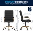 Flash Furniture Whitney Black Leathersoft/Gold Frame Contemporary Adjustable Height Swivel Faux Leather Executive Chair