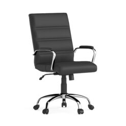 Flash Furniture Whitney Black Leathersoft/Chrome Frame Contemporary Adjustable Height Swivel Faux Leather Executive Chair