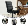 Flash Furniture Whitney Black Leathersoft/Chrome Frame Contemporary Adjustable Height Swivel Faux Leather Executive Chair