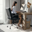 Flash Furniture Whitney Black Leathersoft/Chrome Frame Contemporary Adjustable Height Swivel Faux Leather Executive Chair