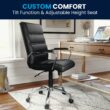 Flash Furniture Whitney Black Leathersoft/Chrome Frame Contemporary Adjustable Height Swivel Faux Leather Executive Chair