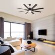 Fun Orange Large Ceiling Fan 66-in Color-Changing Integrated LED Outdoor Downrod or Flush Mount Smart Black with Black Blades Ceiling Fan With Light 8 -Blade )