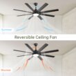 Fun Orange Large Ceiling Fan 66-in Color-Changing Integrated LED Outdoor Downrod or Flush Mount Smart Black with Black Blades Ceiling Fan With Light 8 -Blade )