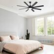 Fun Orange Large Ceiling Fan 66-in Color-Changing Integrated LED Outdoor Downrod or Flush Mount Smart Black with Black Blades Ceiling Fan With Light 8 -Blade )