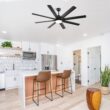 Fun Orange Large Ceiling Fan 66-in Color-Changing Integrated LED Outdoor Downrod or Flush Mount Smart Black with Black Blades Ceiling Fan With Light 8 -Blade )