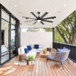 Fun Orange Large Ceiling Fan 66-in Color-Changing Integrated LED Outdoor Downrod or Flush Mount Smart Black with Black Blades Ceiling Fan With Light 8 -Blade )