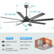 Fun Orange Large Ceiling Fan 66-in Color-Changing Integrated LED Outdoor Downrod or Flush Mount Smart Black with Black Blades Ceiling Fan With Light 8 -Blade )