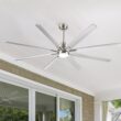 BABOOM Smart Integrated LED Ceiling Fan 72-in Integrated LED Smart Silver with ABS Blades Ceiling Fan With Light - Remote Included ( 8 -Blade )
