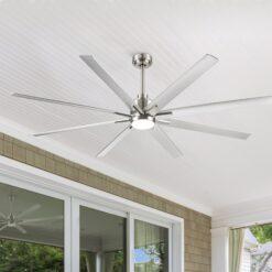 BABOOM Smart Integrated LED Ceiling Fan 72-in Integrated LED Smart Silver with ABS Blades Ceiling Fan With Light - Remote Included ( 8 -Blade )