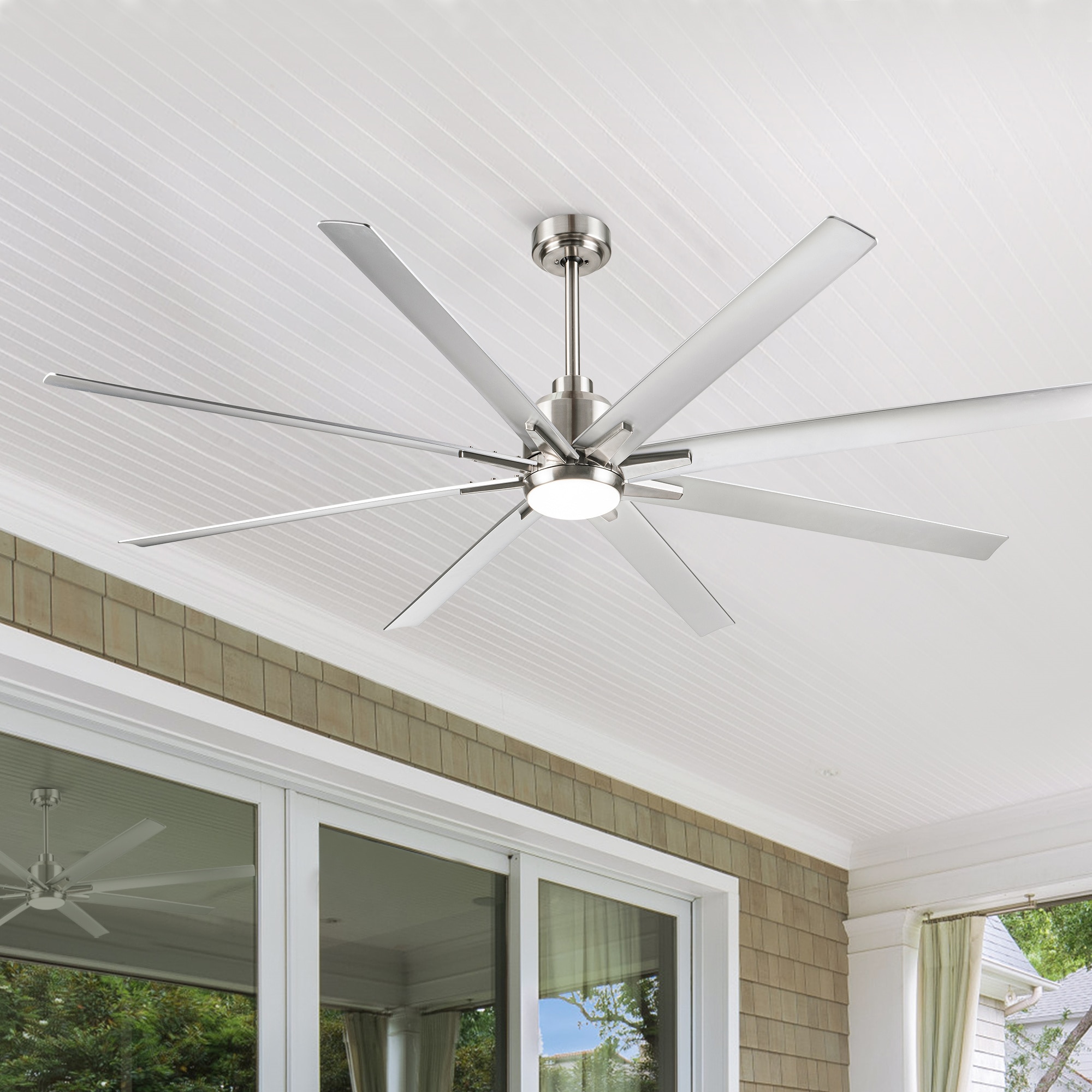 BABOOM Smart Integrated LED Ceiling Fan 72-in Integrated LED Smart Silver with ABS Blades Ceiling Fan With Light - Remote Included ( 8 -Blade ) BABOOM Smart Integrated LED Ceiling Fan 72-in Integrated LED Smart Silver with ABS Blades Ceiling Fan With Light - Remote Included ( 8 -Blade )