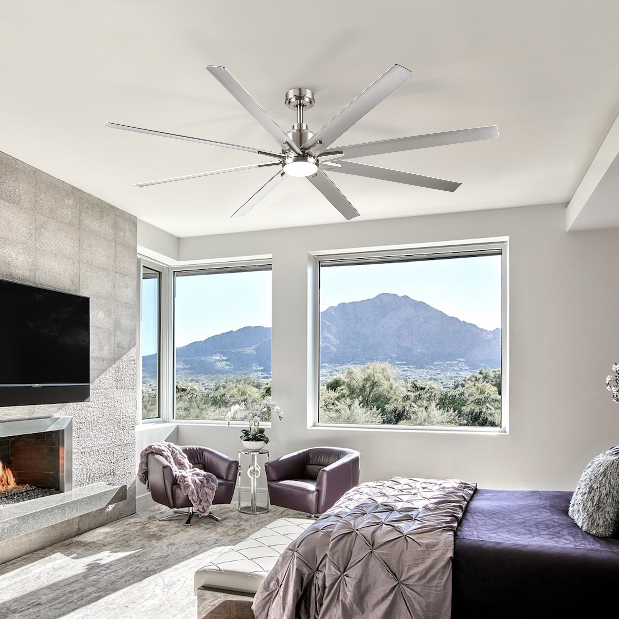 BABOOM Smart Integrated LED Ceiling Fan 72-in Integrated LED Smart Silver with ABS Blades Ceiling Fan With Light - Remote Included ( 8 -Blade ) BABOOM Smart Integrated LED Ceiling Fan 72-in Integrated LED Smart Silver with ABS Blades Ceiling Fan With Light - Remote Included ( 8 -Blade )