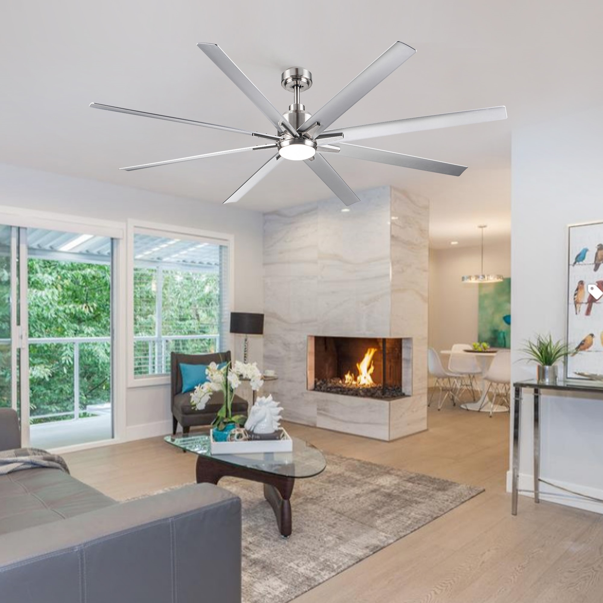 BABOOM Smart Integrated LED Ceiling Fan 72-in Integrated LED Smart Silver with ABS Blades Ceiling Fan With Light - Remote Included ( 8 -Blade ) BABOOM Smart Integrated LED Ceiling Fan 72-in Integrated LED Smart Silver with ABS Blades Ceiling Fan With Light - Remote Included ( 8 -Blade )