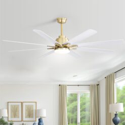 BABOOM Low Profile ABS Ceiling Fan 66-in Integrated LED Smart ABS white with ABS Blades Ceiling Fan With Light - Remote Included ( 8 -Blade )