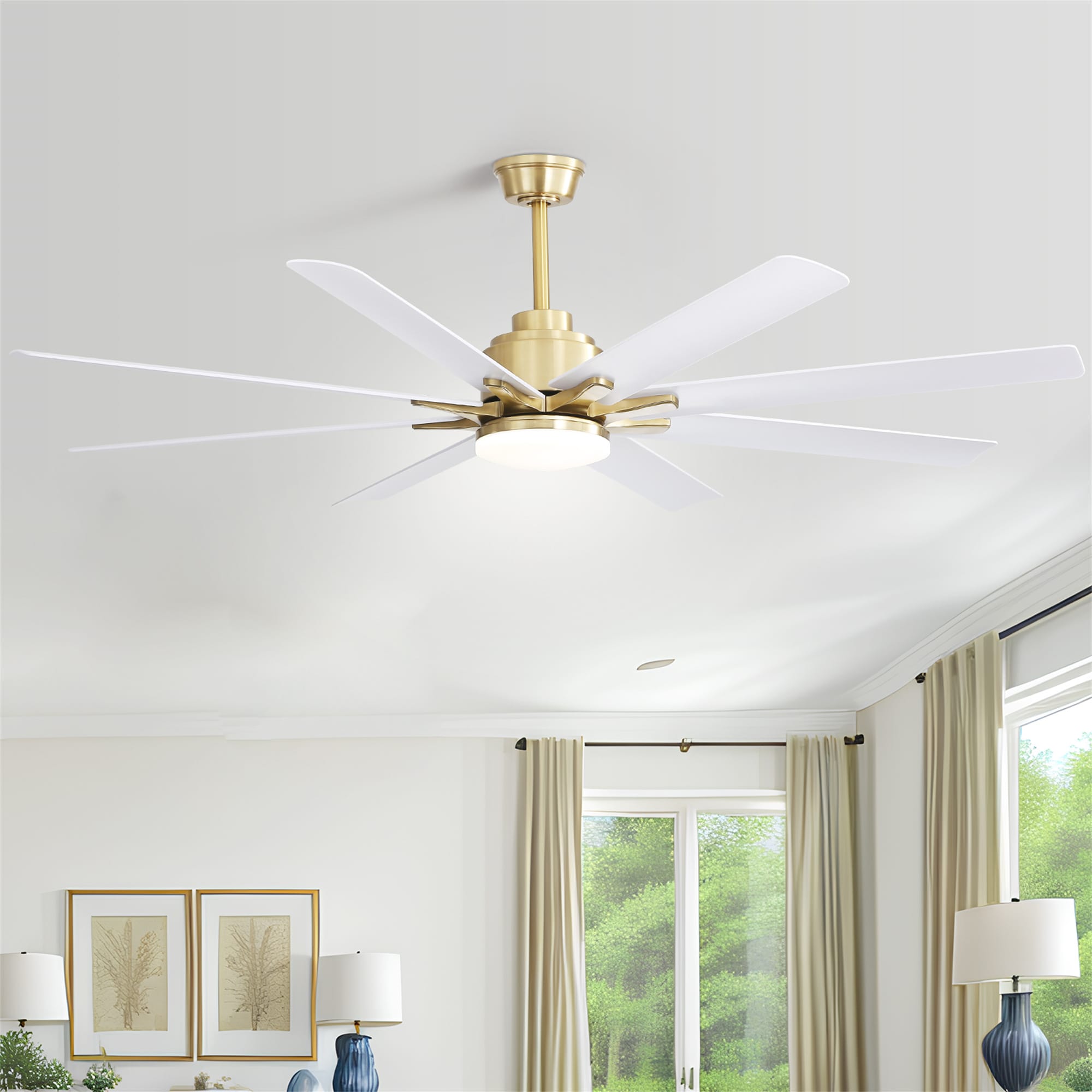 BABOOM Low Profile ABS Ceiling Fan 66-in Integrated LED Smart ABS white with ABS Blades Ceiling Fan With Light - Remote Included ( 8 -Blade ) BABOOM Low Profile ABS Ceiling Fan 66-in Integrated LED Smart ABS white with ABS Blades Ceiling Fan With Light - Remote Included ( 8 -Blade )