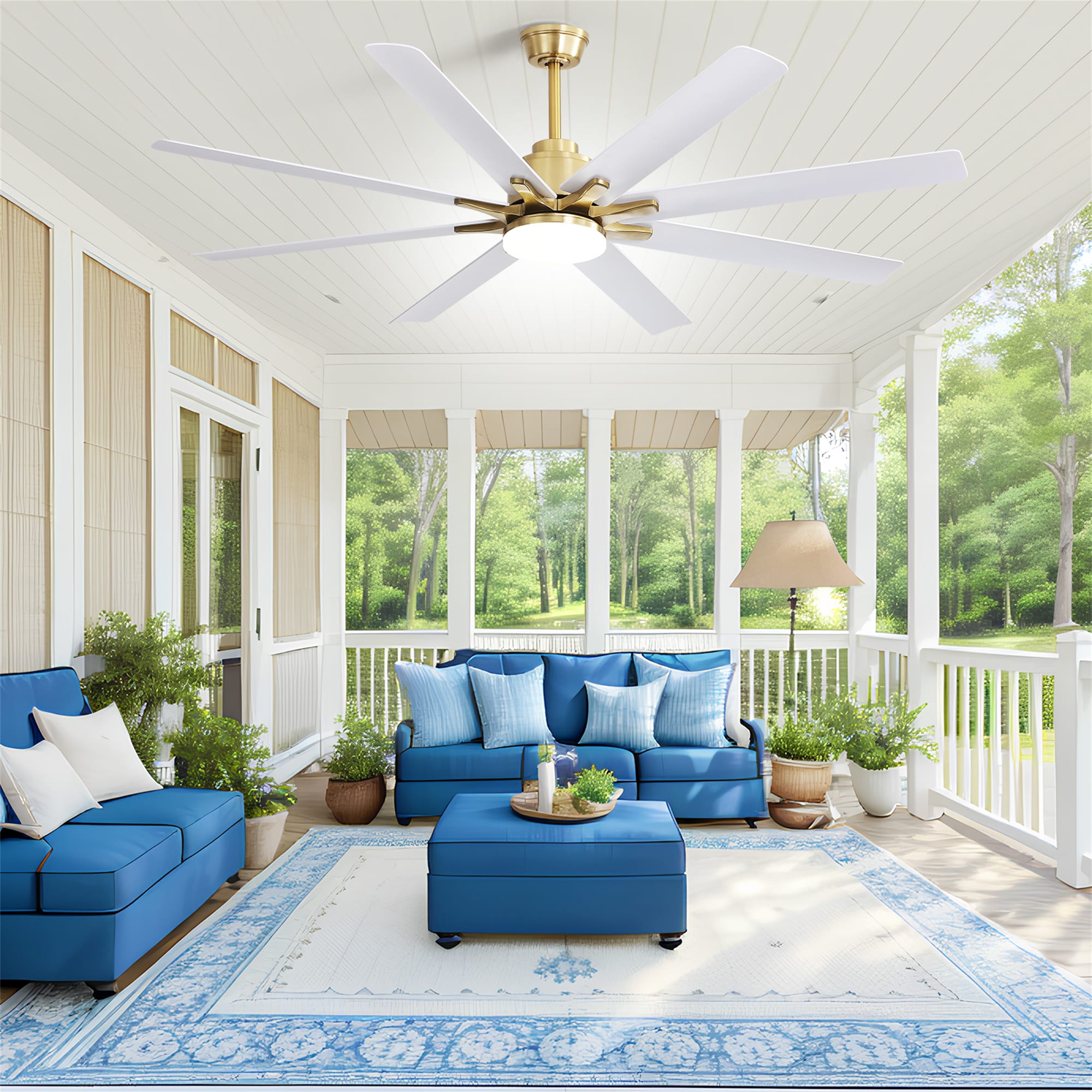 BABOOM Low Profile ABS Ceiling Fan 66-in Integrated LED Smart ABS white with ABS Blades Ceiling Fan With Light - Remote Included ( 8 -Blade ) BABOOM Low Profile ABS Ceiling Fan 66-in Integrated LED Smart ABS white with ABS Blades Ceiling Fan With Light - Remote Included ( 8 -Blade )