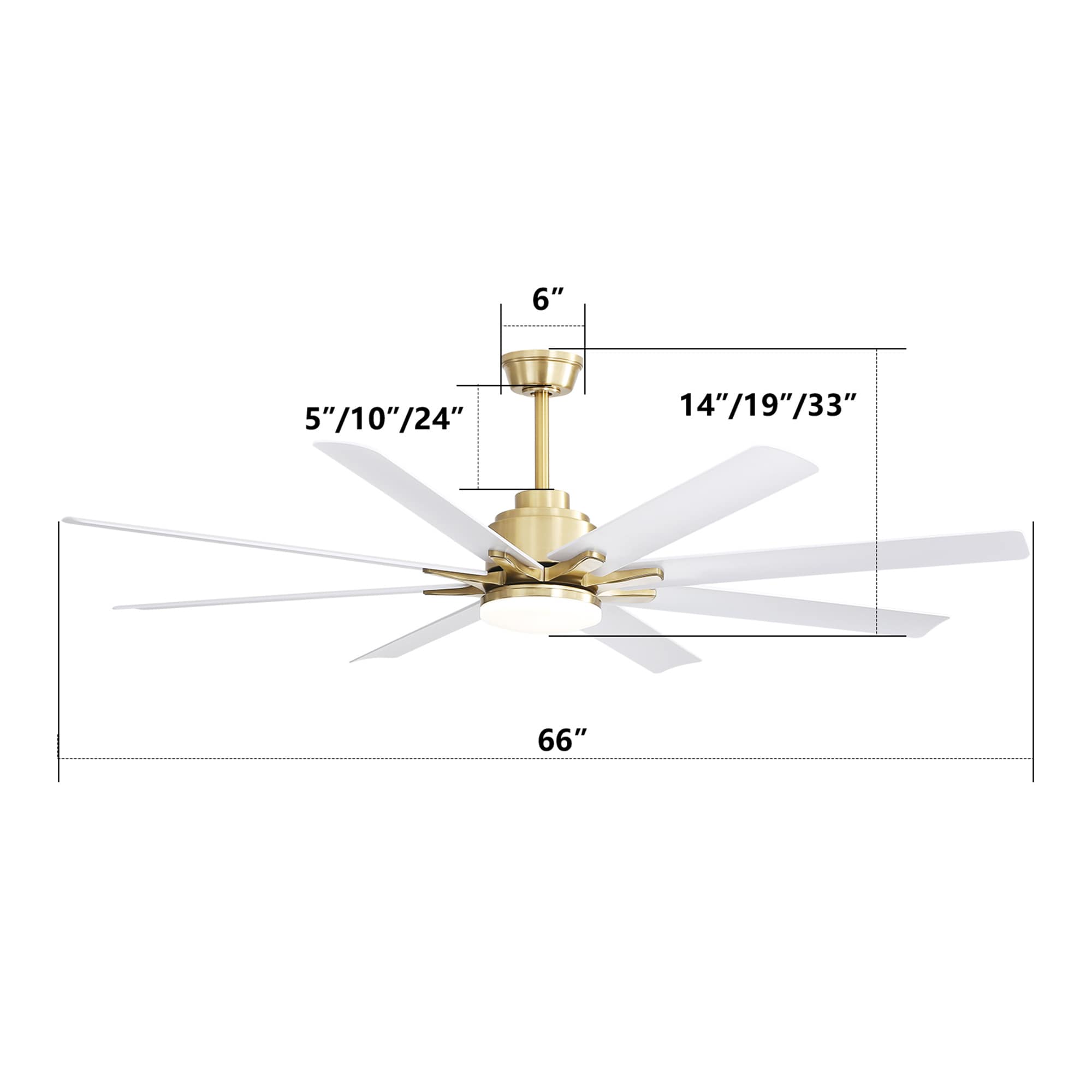 BABOOM Low Profile ABS Ceiling Fan 66-in Integrated LED Smart ABS white with ABS Blades Ceiling Fan With Light - Remote Included ( 8 -Blade ) BABOOM Low Profile ABS Ceiling Fan 66-in Integrated LED Smart ABS white with ABS Blades Ceiling Fan With Light - Remote Included ( 8 -Blade )