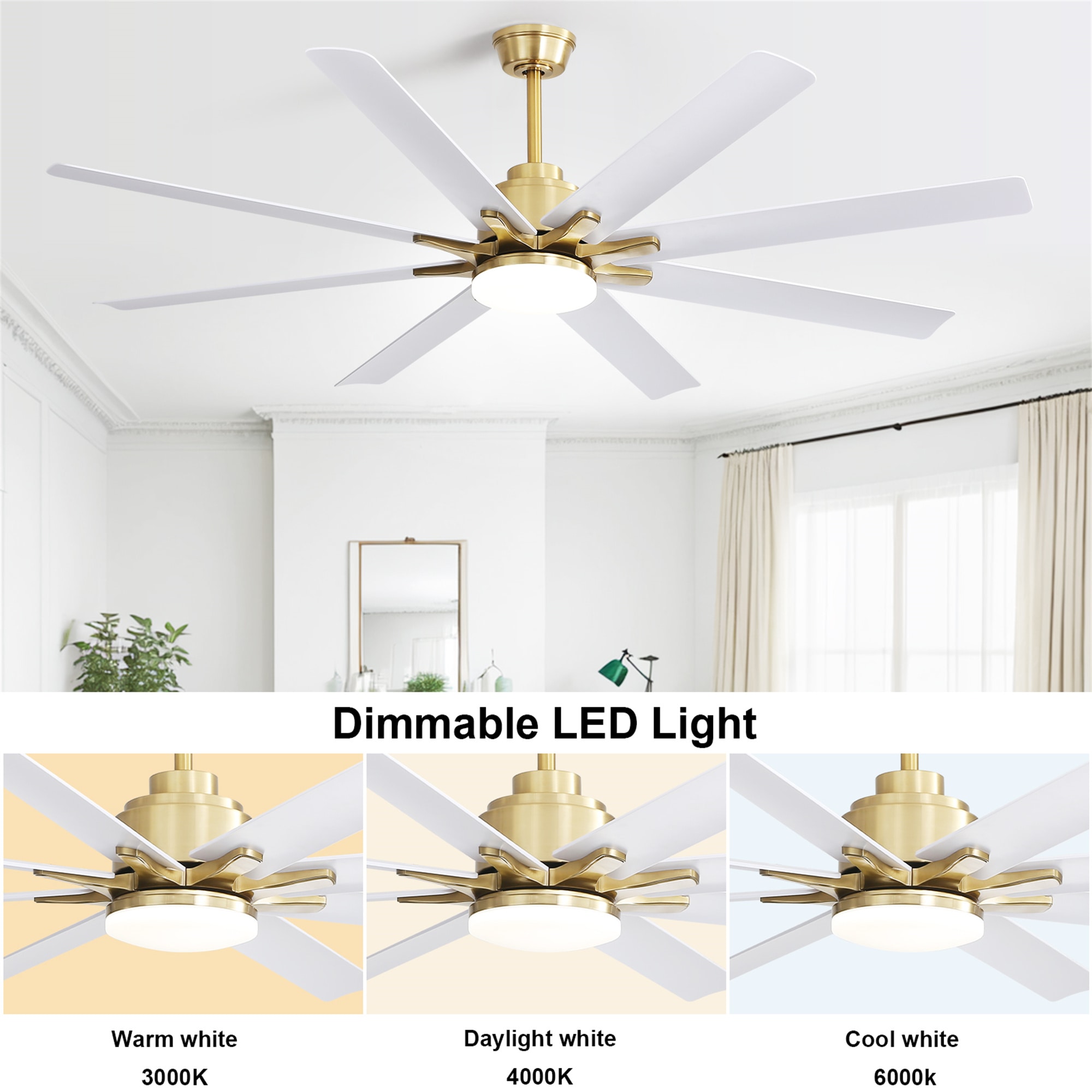 BABOOM Low Profile ABS Ceiling Fan 66-in Integrated LED Smart ABS white with ABS Blades Ceiling Fan With Light - Remote Included ( 8 -Blade ) BABOOM Low Profile ABS Ceiling Fan 66-in Integrated LED Smart ABS white with ABS Blades Ceiling Fan With Light - Remote Included ( 8 -Blade )