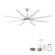 Fun Orange Large Ceiling Fan 66-in Color-Changing Integrated LED Outdoor Downrod or Flush Mount Smart Nickel with White Blades Ceiling Fan With Light 8 -Blade )