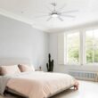 Fun Orange Large Ceiling Fan 66-in Color-Changing Integrated LED Outdoor Downrod or Flush Mount Smart Nickel with White Blades Ceiling Fan With Light 8 -Blade )