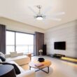 Fun Orange Large Ceiling Fan 66-in Color-Changing Integrated LED Outdoor Downrod or Flush Mount Smart Nickel with White Blades Ceiling Fan With Light 8 -Blade )
