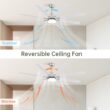 Fun Orange Large Ceiling Fan 66-in Color-Changing Integrated LED Outdoor Downrod or Flush Mount Smart Nickel with White Blades Ceiling Fan With Light 8 -Blade )