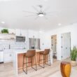 Fun Orange Large Ceiling Fan 66-in Color-Changing Integrated LED Outdoor Downrod or Flush Mount Smart Nickel with White Blades Ceiling Fan With Light 8 -Blade )