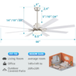 Fun Orange Large Ceiling Fan 66-in Color-Changing Integrated LED Outdoor Downrod or Flush Mount Smart Nickel with White Blades Ceiling Fan With Light 8 -Blade )