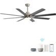Fun Orange Large Ceiling Fan 66-in Color-Changing Integrated LED Outdoor Downrod or Flush Mount Smart Nickel with Gray Blades Ceiling Fan With Light 8 -Blade )