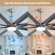 Fun Orange Large Ceiling Fan 66-in Color-Changing Integrated LED Outdoor Downrod or Flush Mount Smart Nickel with Gray Blades Ceiling Fan With Light 8 -Blade )