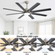 Fun Orange Large Ceiling Fan 66-in Color-Changing Integrated LED Outdoor Downrod or Flush Mount Smart Nickel with Gray Blades Ceiling Fan With Light 8 -Blade )