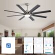 Fun Orange Large Ceiling Fan 66-in Color-Changing Integrated LED Outdoor Downrod or Flush Mount Smart Nickel with Gray Blades Ceiling Fan With Light 8 -Blade )