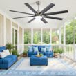 Fun Orange Large Ceiling Fan 66-in Color-Changing Integrated LED Outdoor Downrod or Flush Mount Smart Nickel with Gray Blades Ceiling Fan With Light 8 -Blade )
