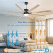 Fun Orange Large Ceiling Fan 76-in Color-Changing Integrated LED Outdoor Downrod or Flush Mount Smart Black with Brown Blades Ceiling Fan With Light 8 -Blade )