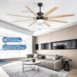 Fun Orange Large Ceiling Fan 76-in Color-Changing Integrated LED Outdoor Downrod or Flush Mount Smart Black with Brown Blades Ceiling Fan With Light 8 -Blade )