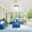 Fun Orange Large Ceiling Fan 66-in Color-Changing Integrated LED Outdoor Downrod or Flush Mount Smart Gold with White Blades Ceiling Fan With Light 8 -Blade )