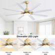 Fun Orange Large Ceiling Fan 66-in Color-Changing Integrated LED Outdoor Downrod or Flush Mount Smart Gold with White Blades Ceiling Fan With Light 8 -Blade )
