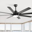 Bayfeve Smart Ceiling Fan 52-in Color-Changing Integrated LED Outdoor Smart Black with Matte Black Blades Ceiling Fan With Light - Remote Included ( 8 -Blade )
