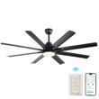 Bayfeve Smart Ceiling Fan 52-in Color-Changing Integrated LED Outdoor Smart Black with Matte Black Blades Ceiling Fan With Light - Remote Included ( 8 -Blade )