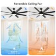 Bayfeve Smart Ceiling Fan 52-in Color-Changing Integrated LED Outdoor Smart Black with Matte Black Blades Ceiling Fan With Light - Remote Included ( 8 -Blade )