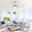 Bayfeve Smart Ceiling Fan 52-in Color-Changing Integrated LED Outdoor Smart Brushed Nickel with Matte White Blades Ceiling Fan With Light - Remote Included ( 8 -Blade )