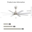 Bayfeve Smart Ceiling Fan 52-in Color-Changing Integrated LED Outdoor Smart Brushed Nickel with Matte White Blades Ceiling Fan With Light - Remote Included ( 8 -Blade )