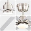 Bayfeve Smart Ceiling Fan 52-in Color-Changing Integrated LED Outdoor Smart Brushed Nickel with Matte White Blades Ceiling Fan With Light - Remote Included ( 8 -Blade )